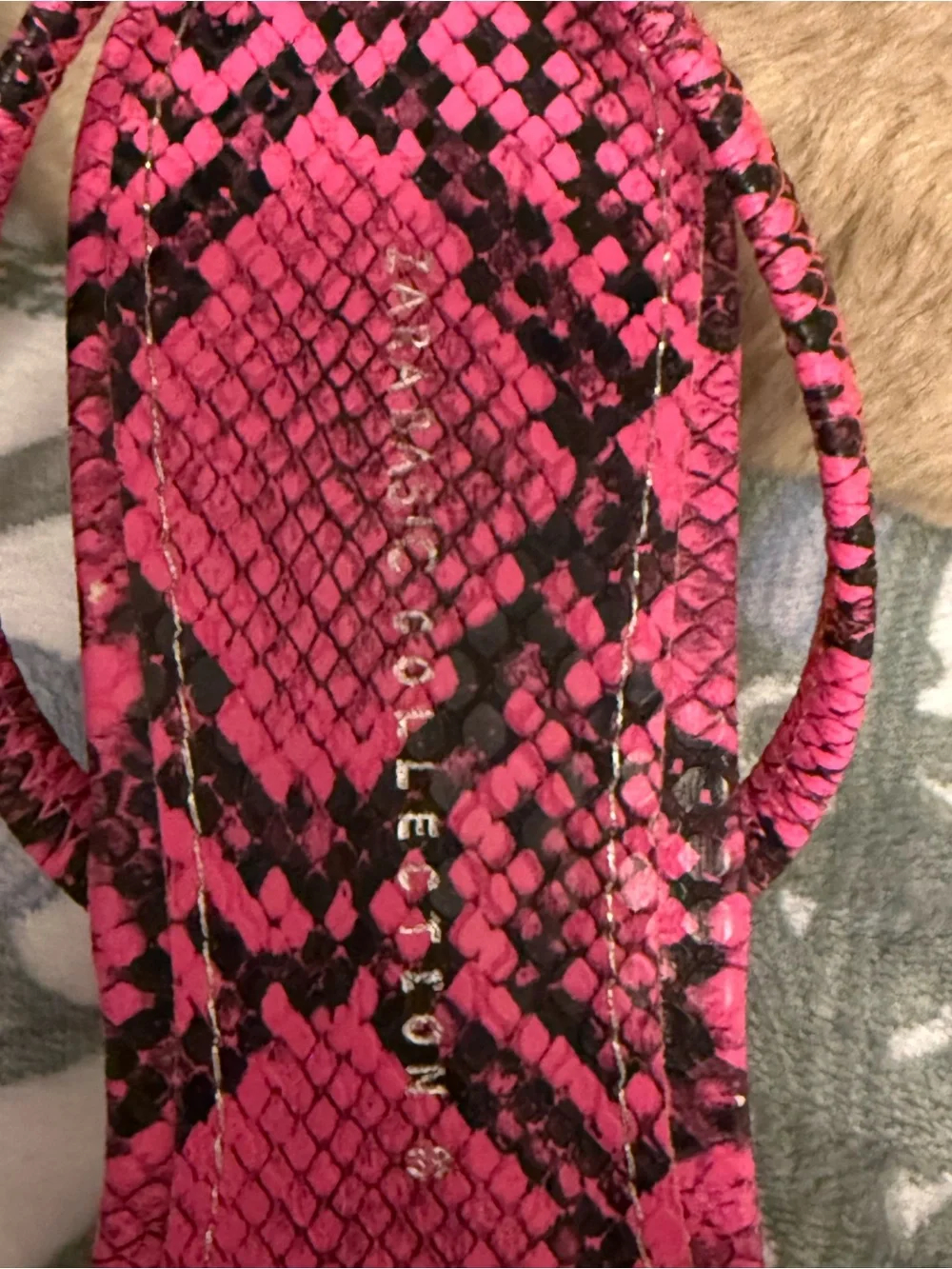 Zara Pink Snakeskin Kitten Heel Sandals | Square Toe | Size 39 - Picture 3 of 5